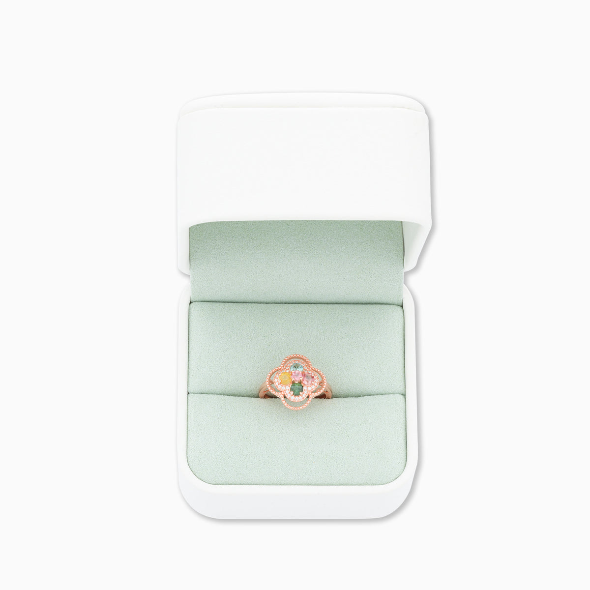 Four Leaf Flower Tourmaline Ring