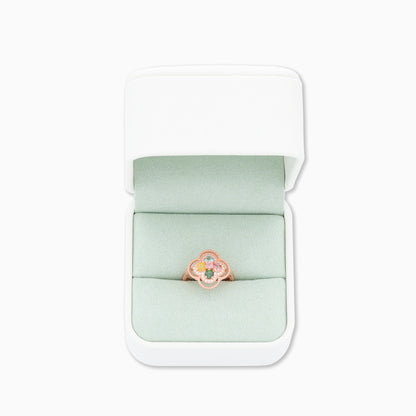 Four Leaf Flower Tourmaline Ring