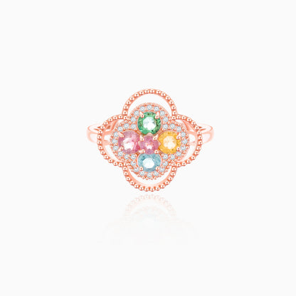 Four Leaf Flower Tourmaline Ring