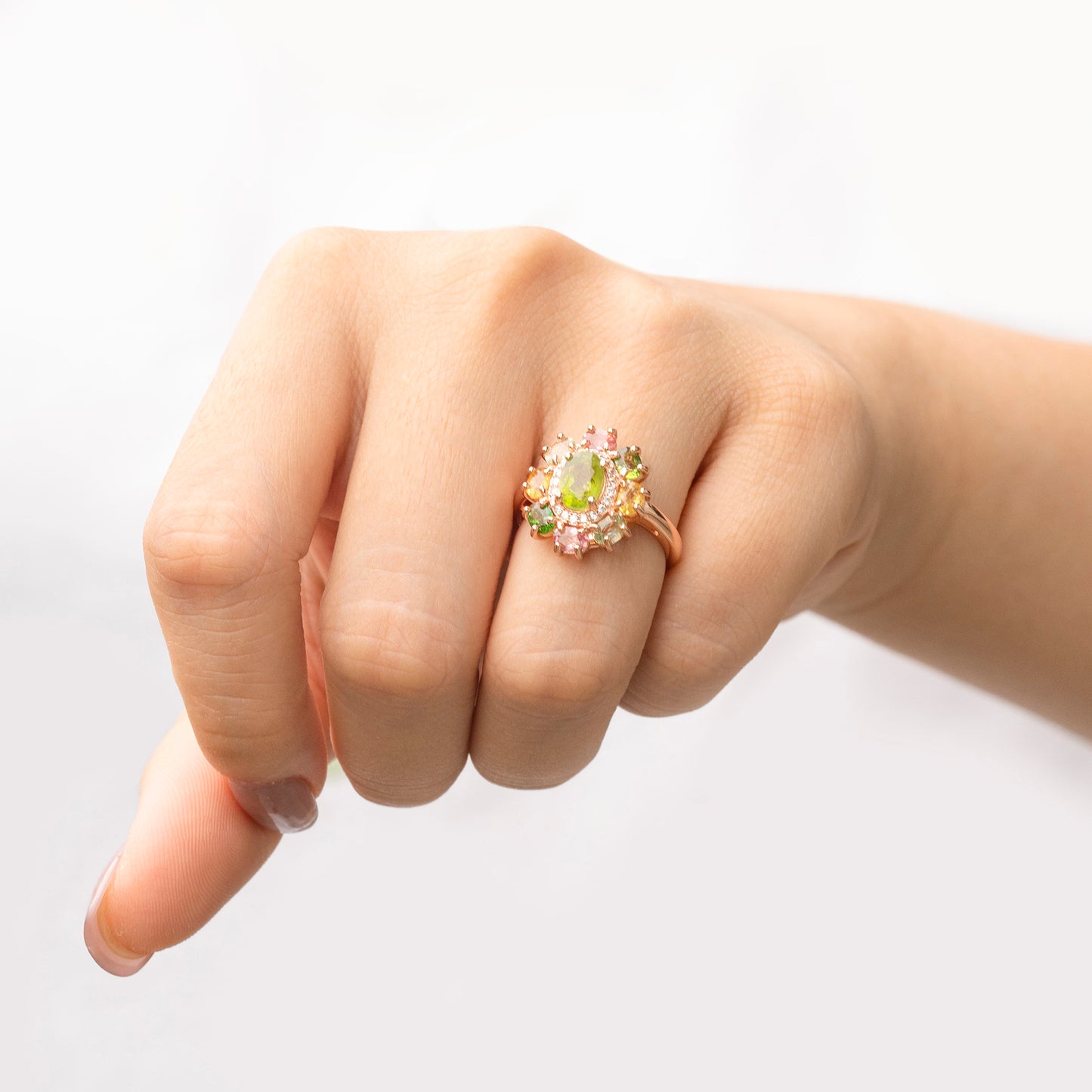 Multi-Color Gypsohila Tourmaline Ring
