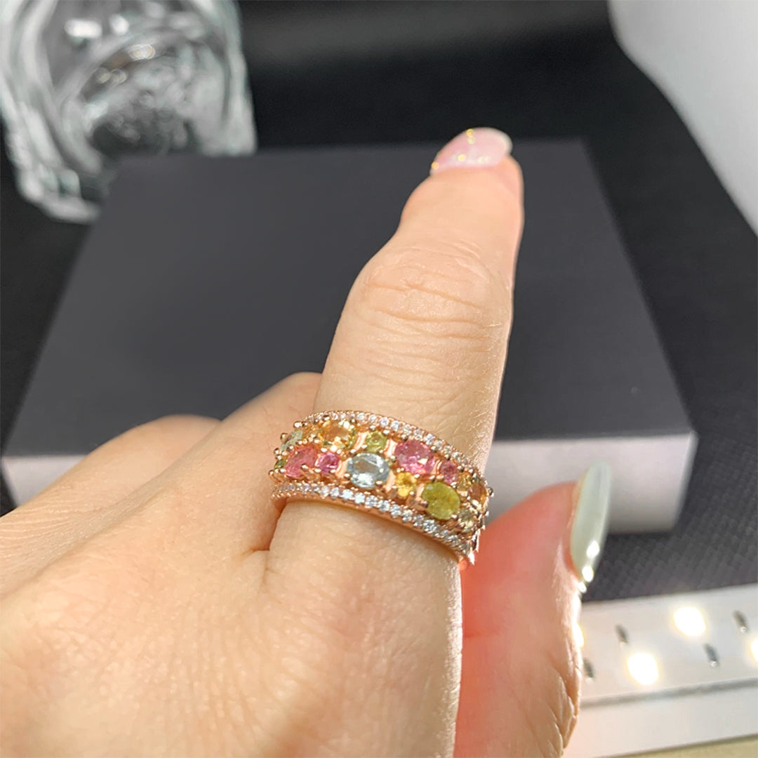 Multi-Color Galaxy Tourmaline Ring