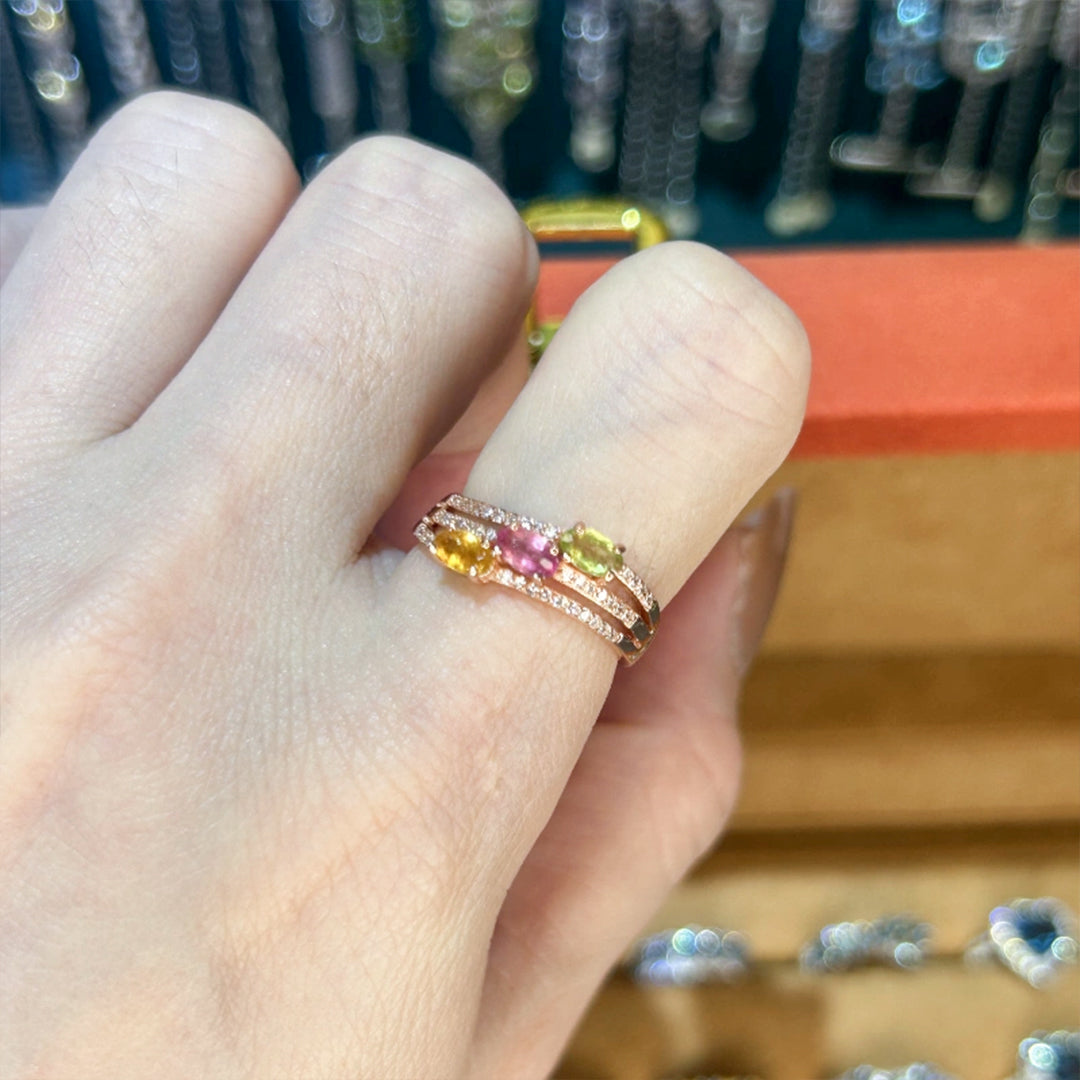 Multi-Color Galaxy Tourmaline Ring