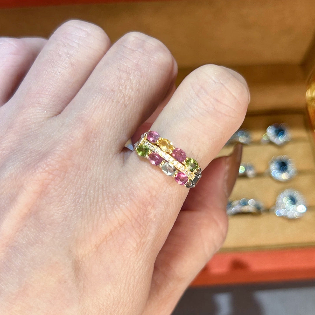 Multi-Color Galaxy Tourmaline Ring