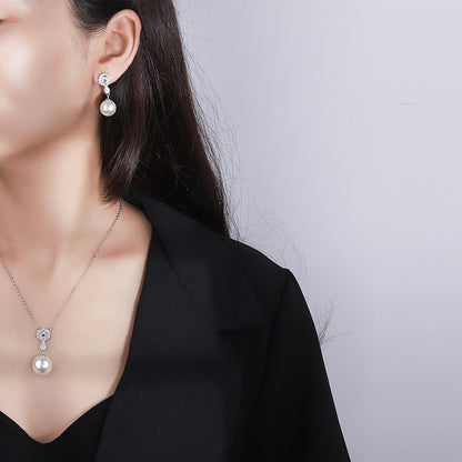 Pave Halo Pearl Jewelry Set