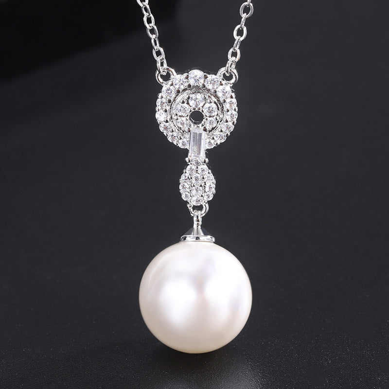 Pave Halo Pearl Jewelry Set