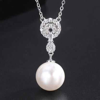 Pave Halo Pearl Jewelry Set