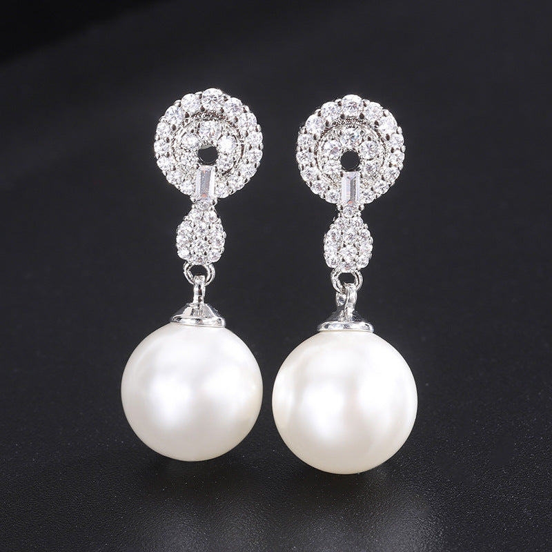 Pave Halo Pearl Jewelry Set