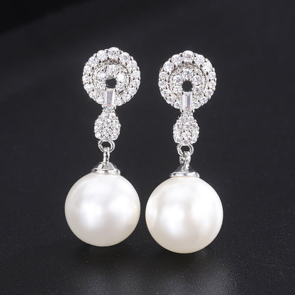Pave Halo Pearl Jewelry Set