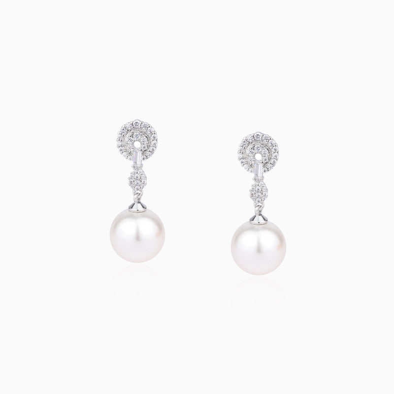 Pave Halo Pearl Jewelry Set