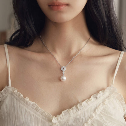 Pave Halo Pearl Jewelry Set