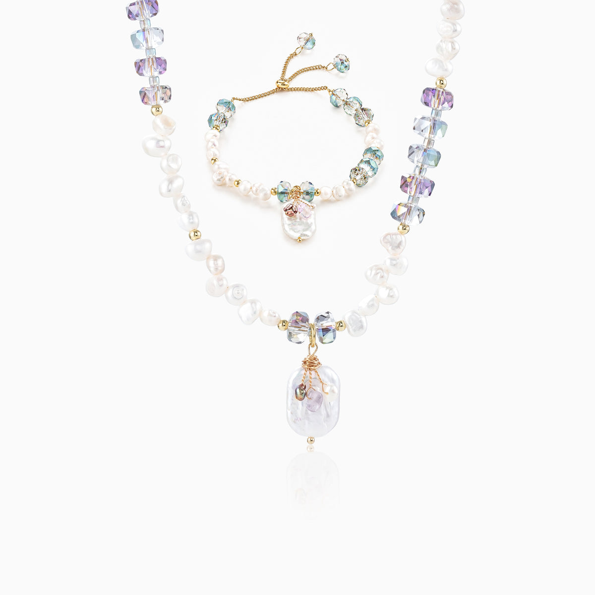 Aurora Crystal Pearl Jewelry Set