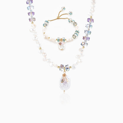 Aurora Crystal Pearl Jewelry Set