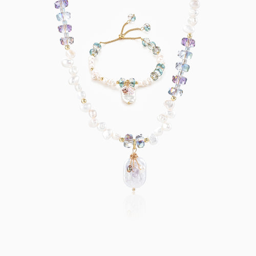 Aurora Crystal Pearl Jewelry Set