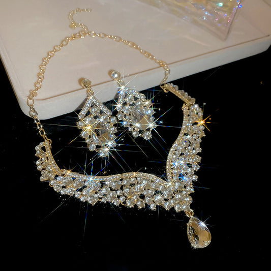 White Crystal Layered Jewelry Sets