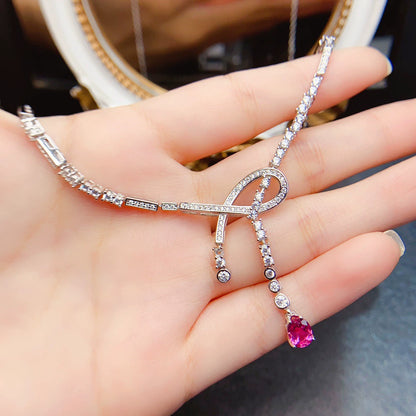 Stacked Cross Topaz Tourmaline Necklace