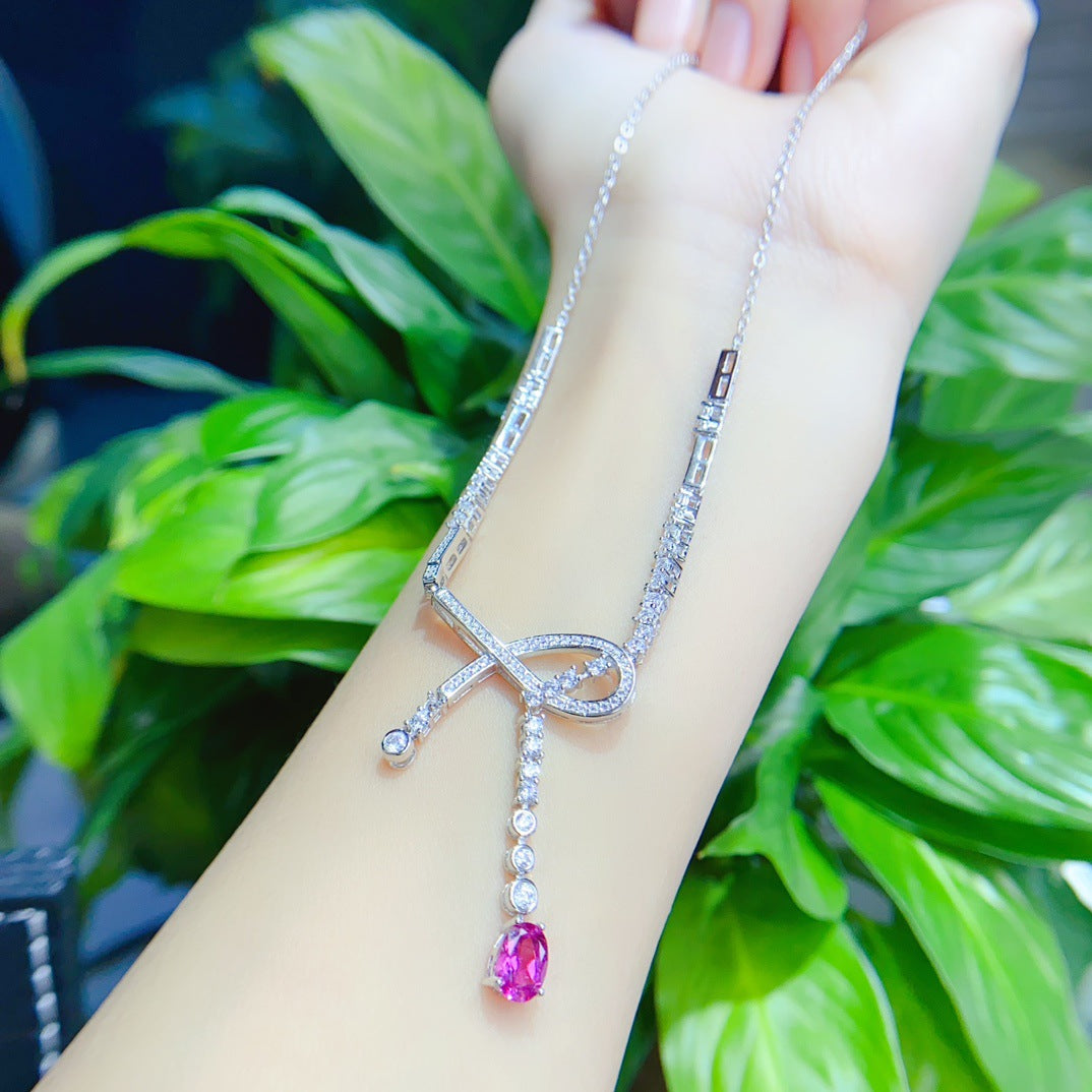 Stacked Cross Topaz Tourmaline Necklace