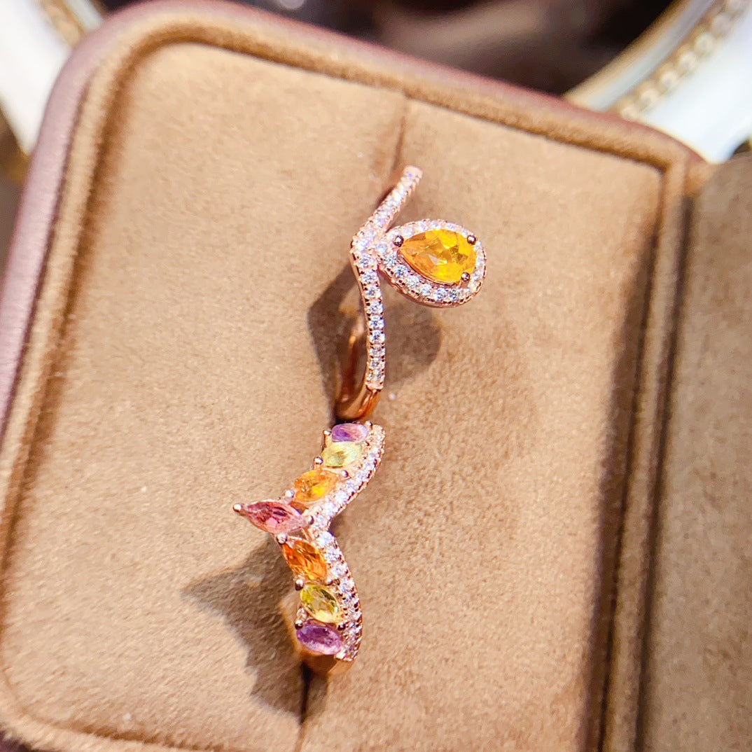 Teardrop V-Shaped Tourmaline Ring