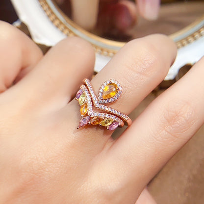 Teardrop V-Shaped Tourmaline Ring