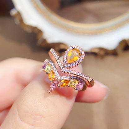 Teardrop V-Shaped Tourmaline Ring