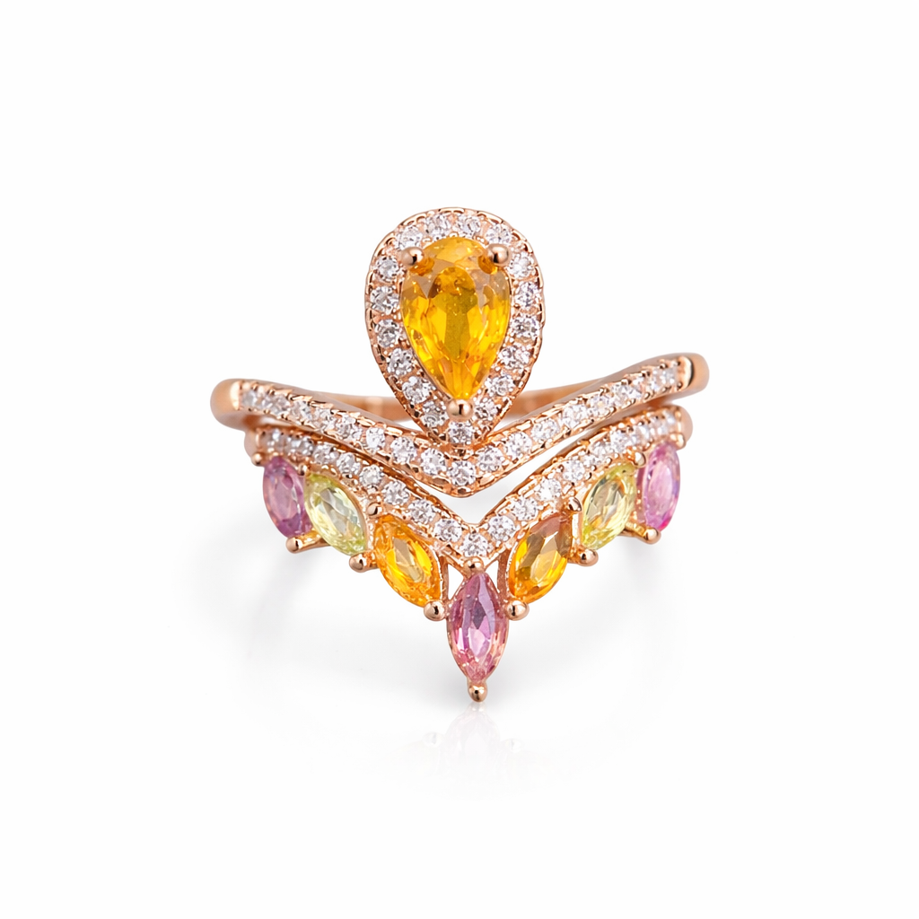 Teardrop V-Shaped Tourmaline Ring