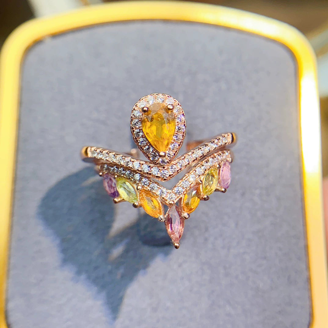 Teardrop V-Shaped Tourmaline Ring