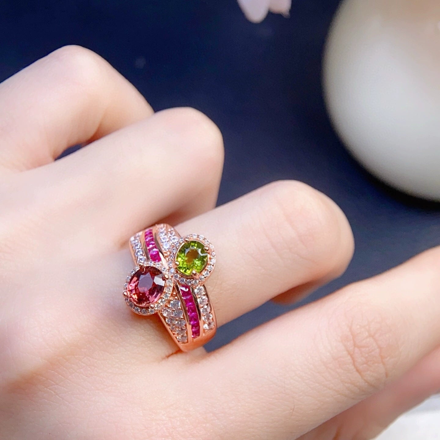 Toi et Moi Crossover Tourmaline Ring