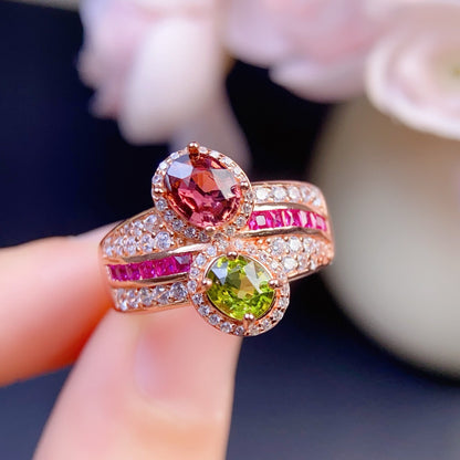 Toi et Moi Crossover Tourmaline Ring