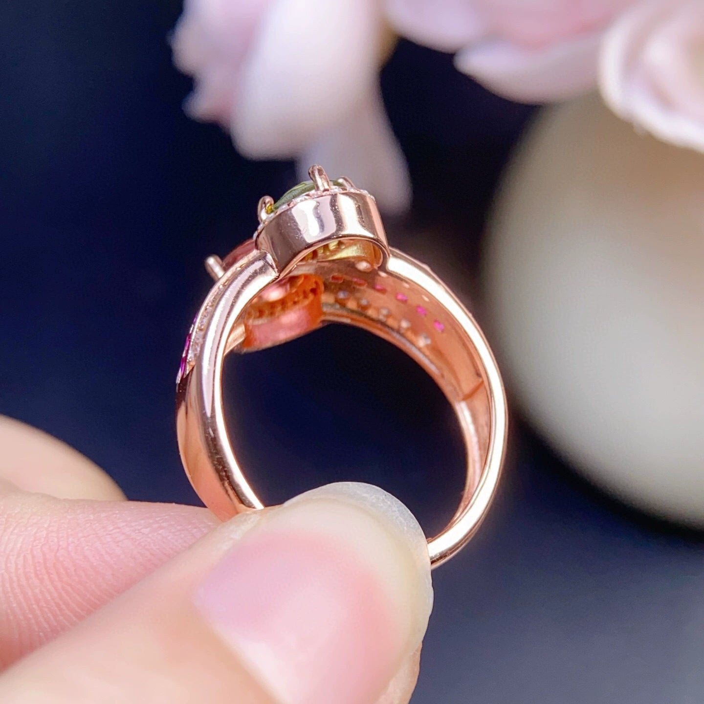 Toi et Moi Crossover Tourmaline Ring