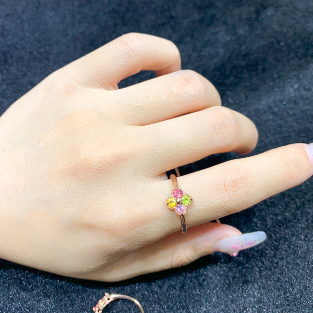 Whispering Wind Tourmaline Clover Ring