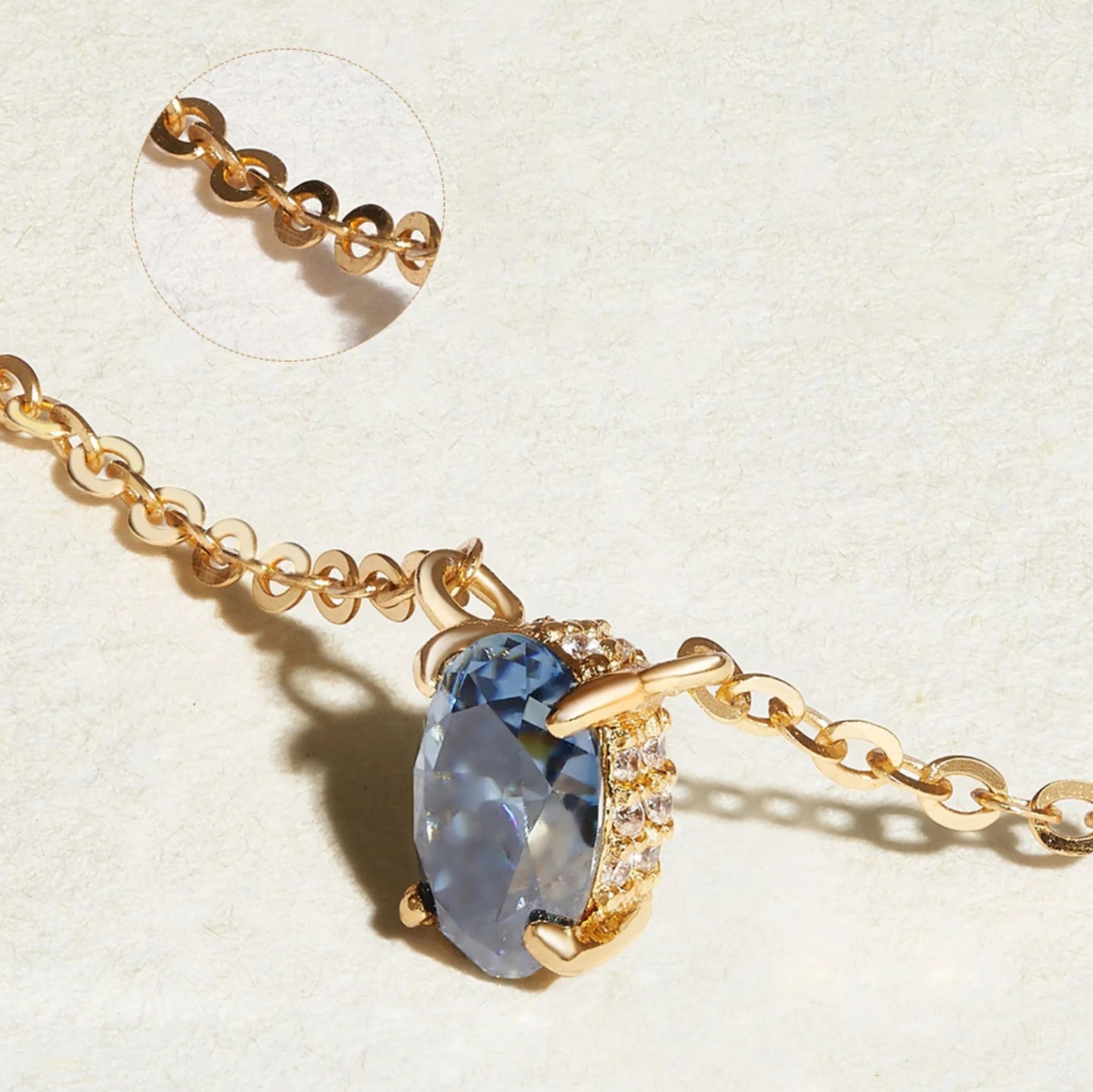 Ocean Blue Moissanite Chain Necklace