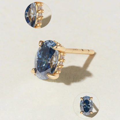 Ocean Blue Moissanite Earrings