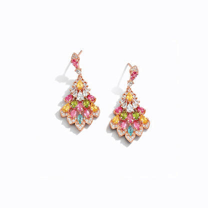 Layered Petal Drop Tourmaline Earrings