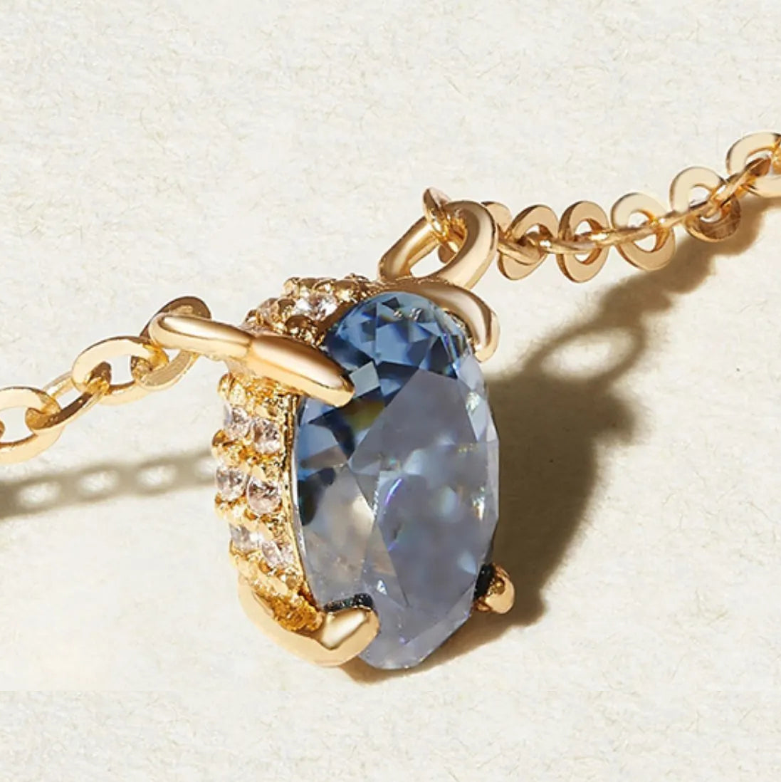 Ocean Blue Moissanite Chain Necklace