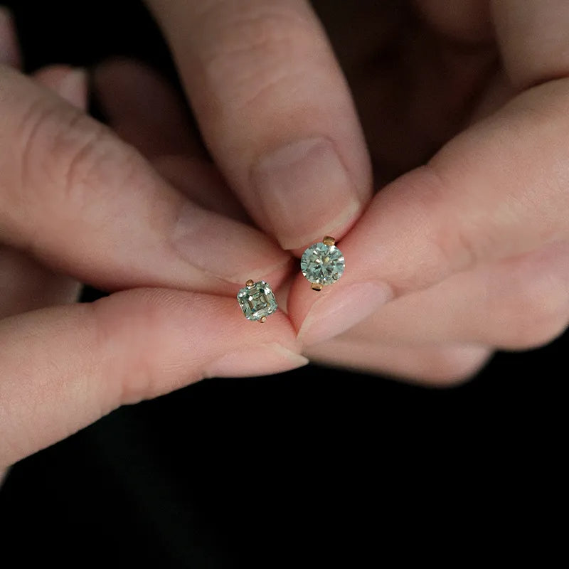 Aqua Green Moissanite Earrings