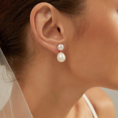 Natural Double Pearl Earrings