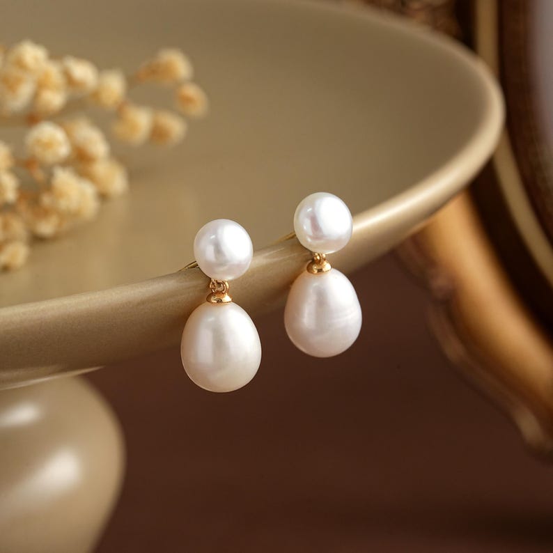 Natural Double Pearl Earrings