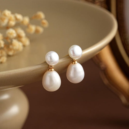 Natural Double Pearl Earrings