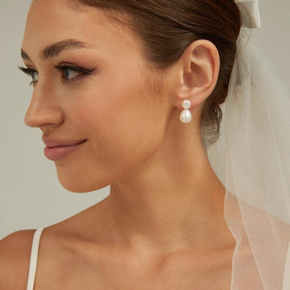 Natural Double Pearl Earrings