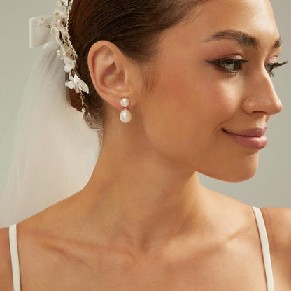 Natural Double Pearl Earrings