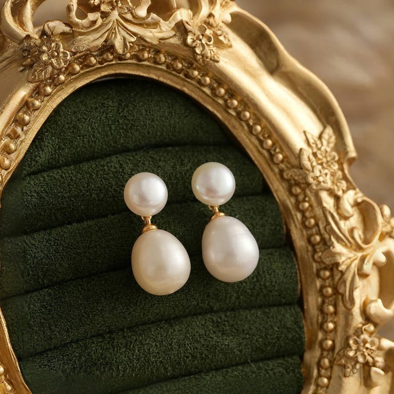 Natural Double Pearl Earrings