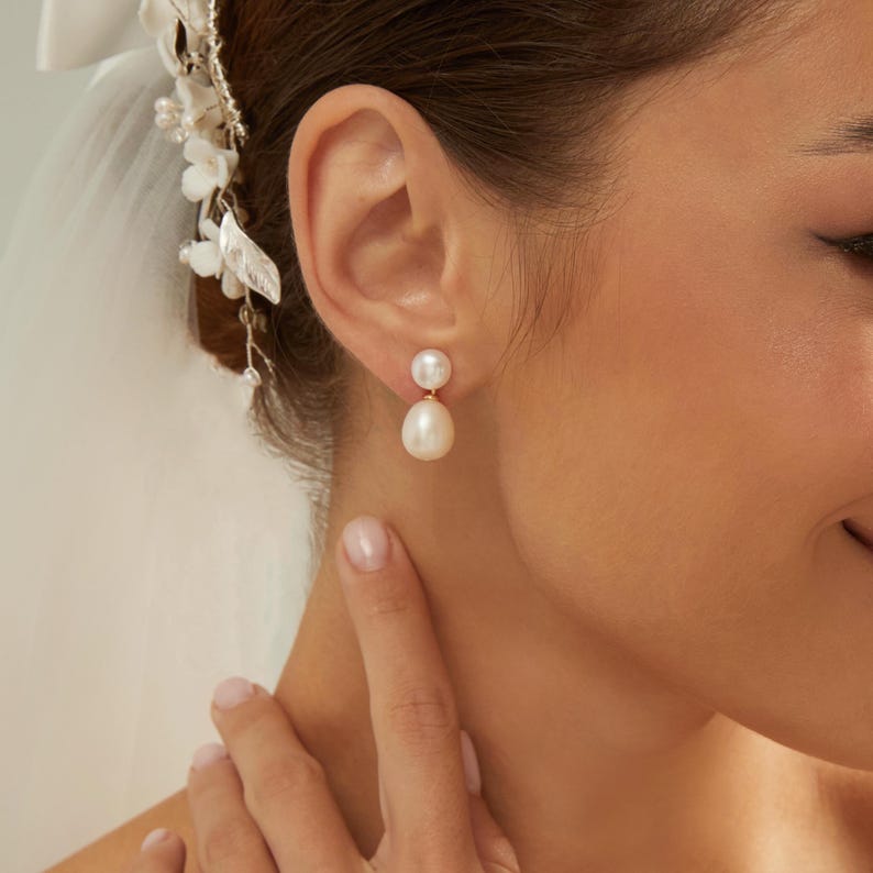 Natural Double Pearl Earrings