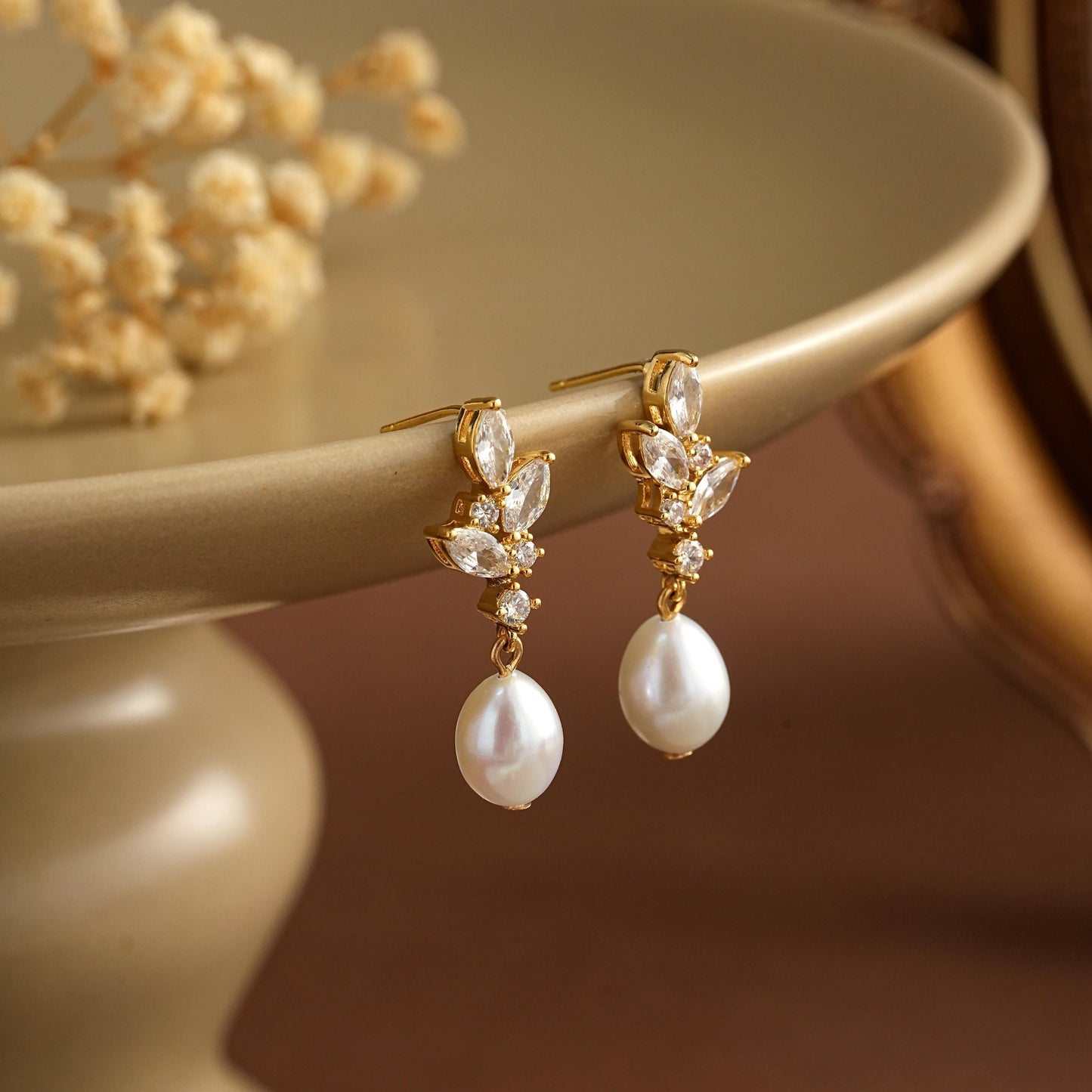 Formal Pearl Bridal Earrings