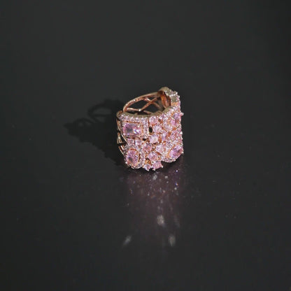 Pink Cluster Collage Open Ring