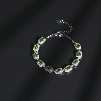 Peridot Geometric Frame Bracelet