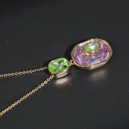 Petite Color Inlay Pendant Necklace