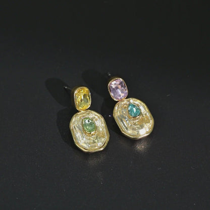 Petite Crystal Inlay Drop Earrings