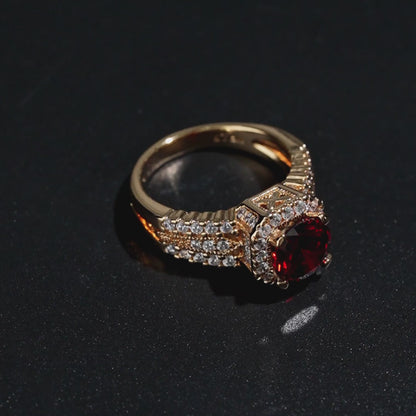 Radiant-Red Halo Ring