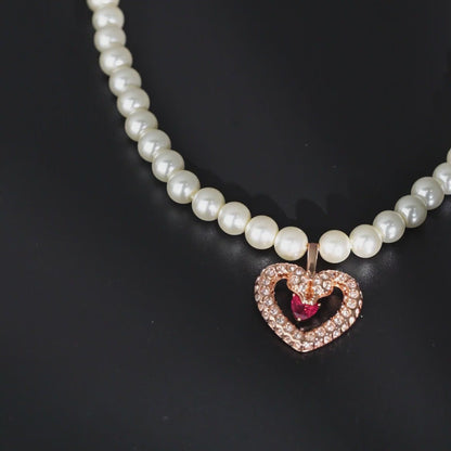 Sparking Heart Pearls Necklace