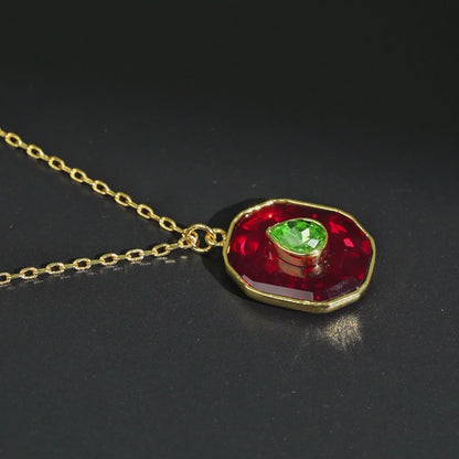 Color Inlay Pendant Necklace
