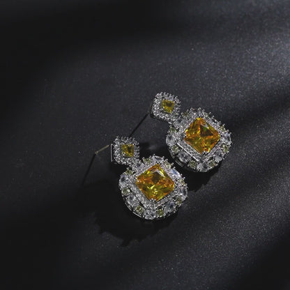 Luxe Sunburst Square Earrings